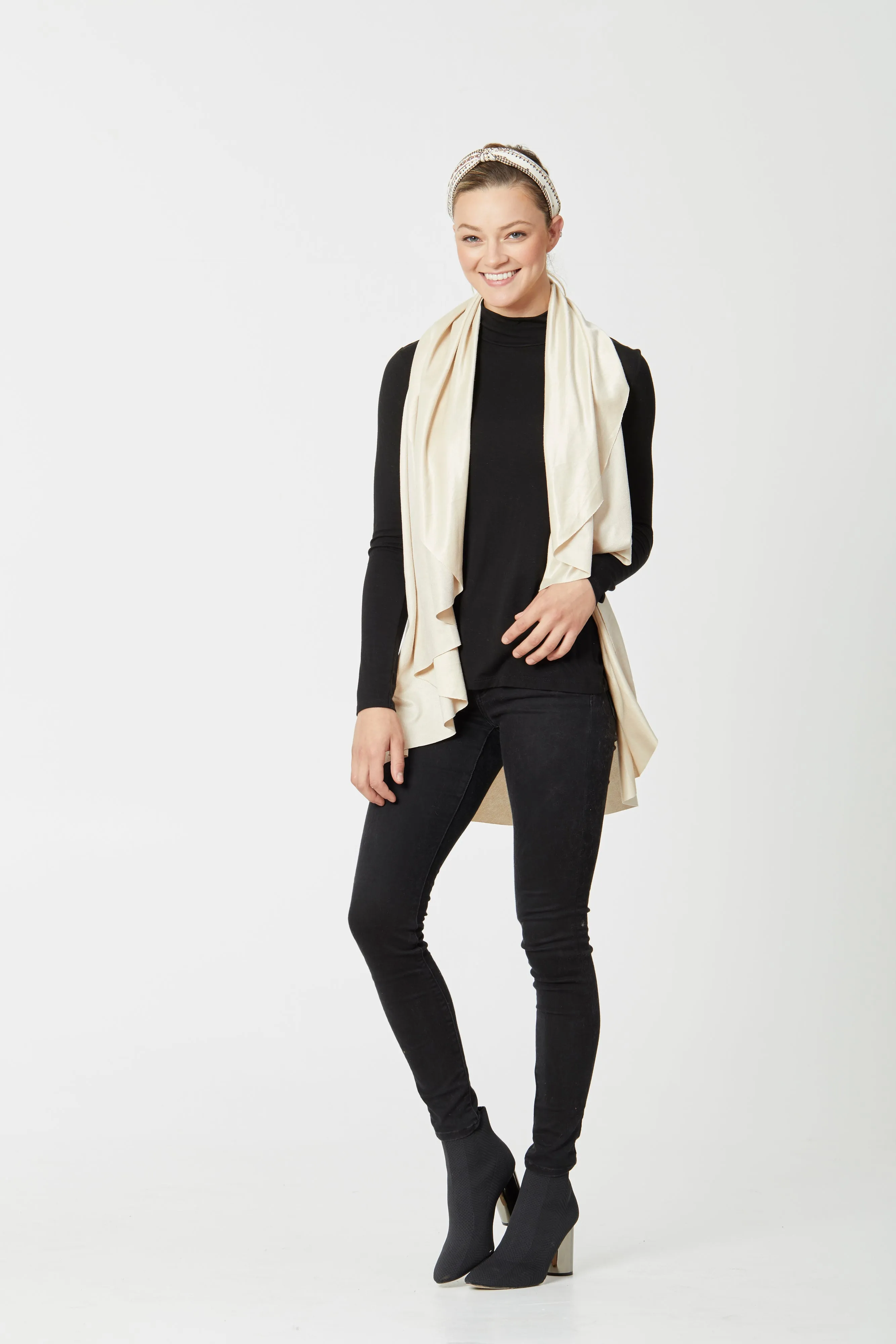 Draped Shawl Suede Vest