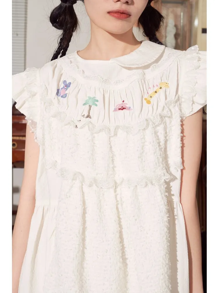 Embroidery White Sundress 【s0000001572】