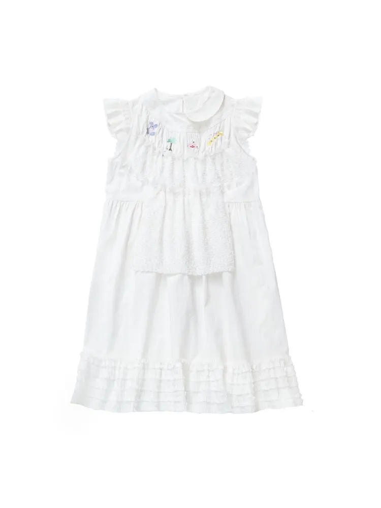 Embroidery White Sundress 【s0000001572】