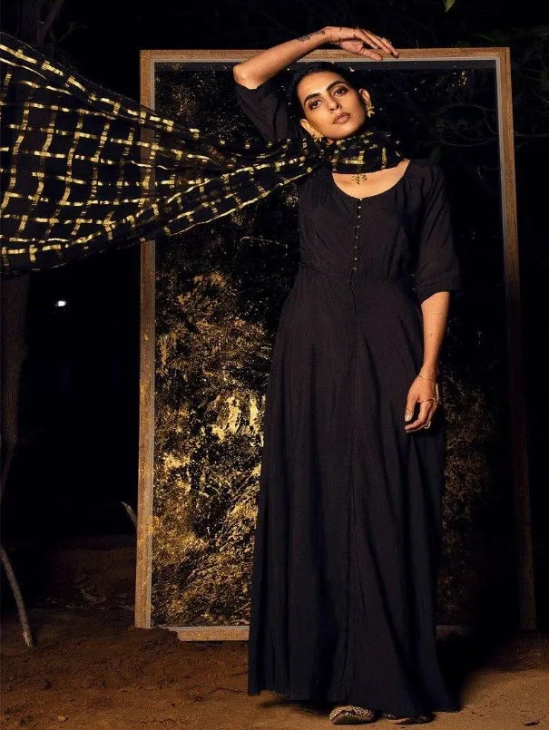 Gamyaa - Black Dress With Attached Dupatta