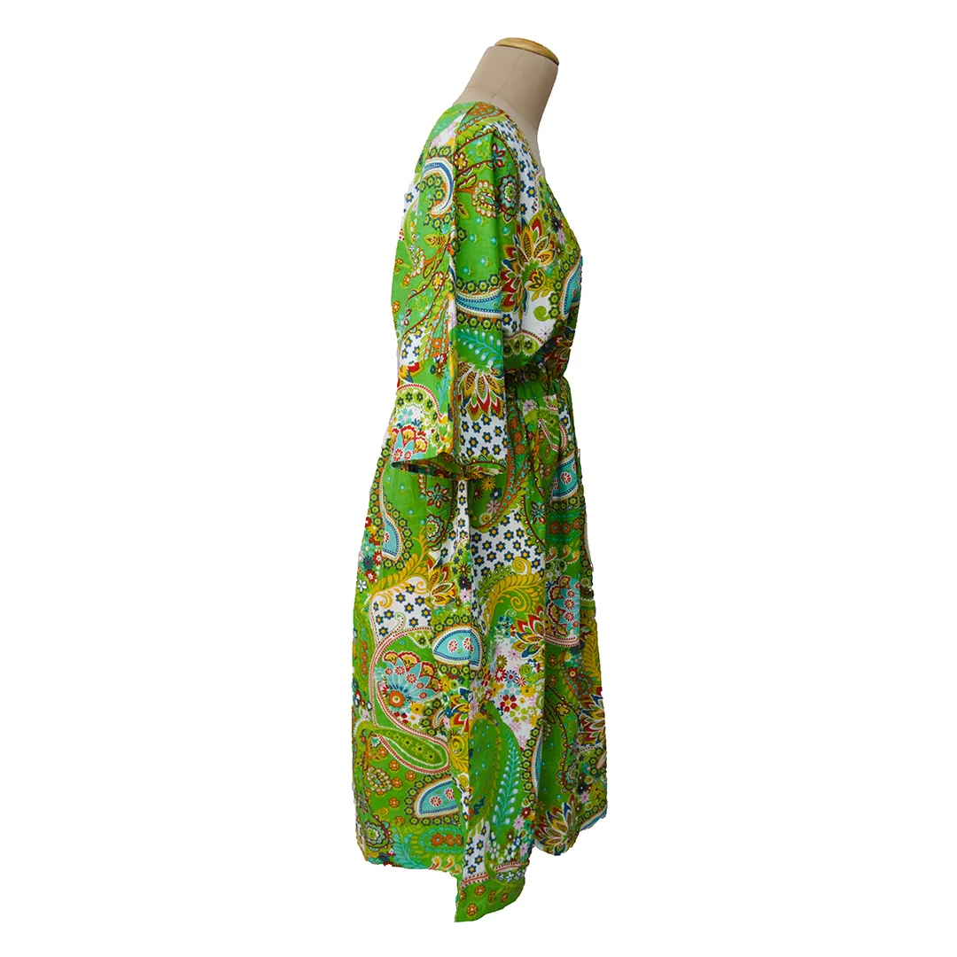 Green Paisley Cotton Maxi Dress UK Size 18-32 M130