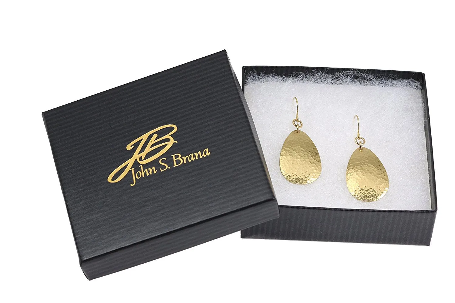 Hammered Tear Drop Nu Gold Brass Earrings