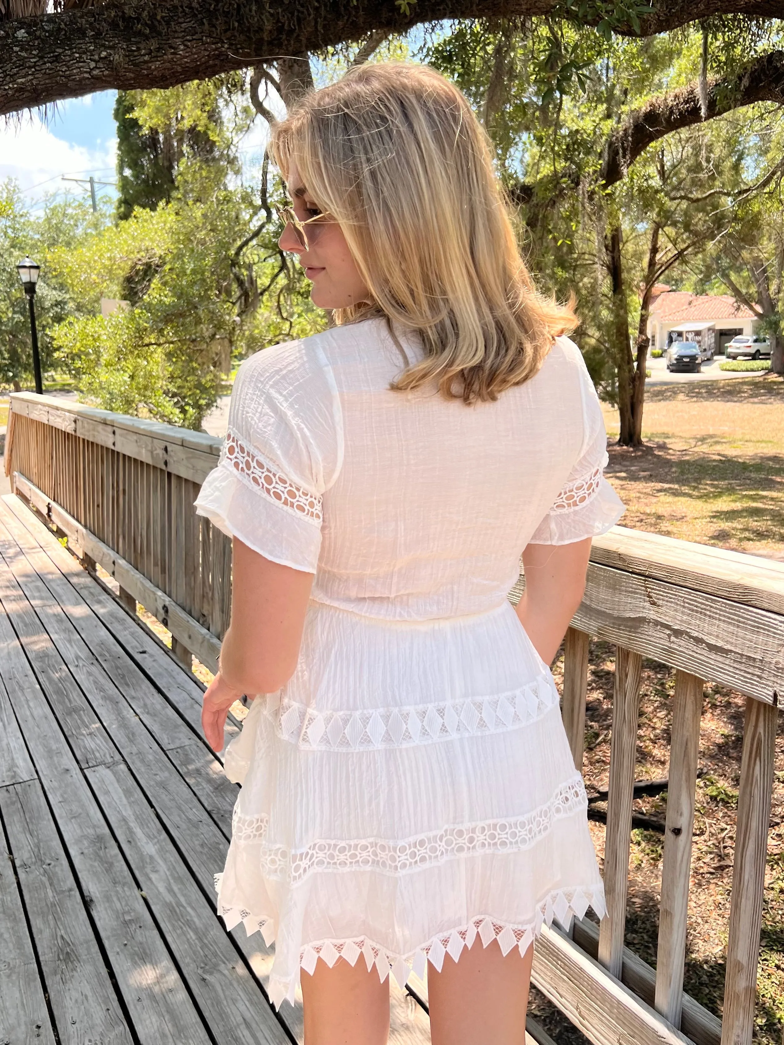 JESSIE EMBROIDERED DRESS IN WHITE