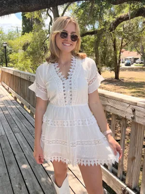 JESSIE EMBROIDERED DRESS IN WHITE