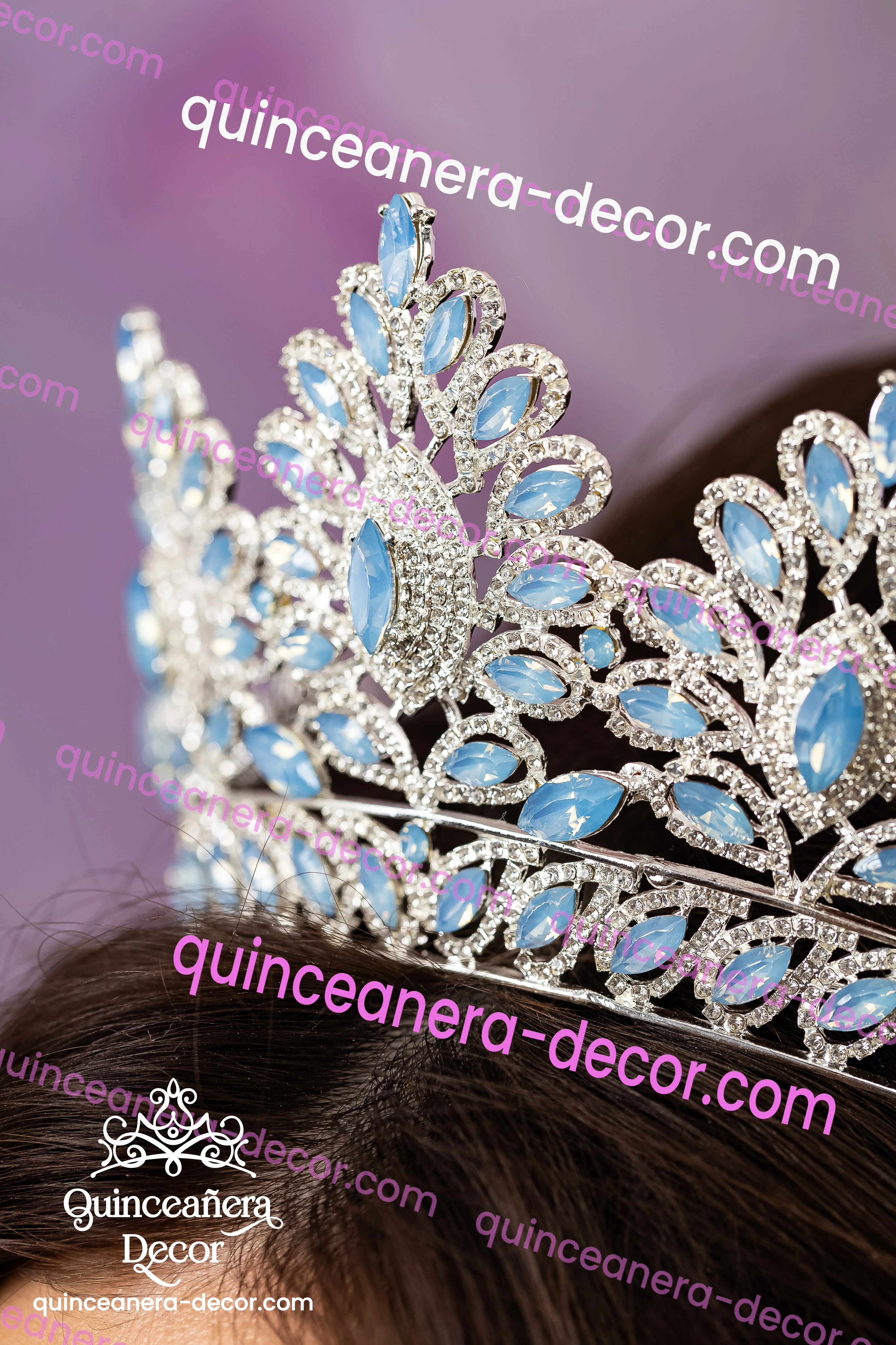 Light Blue Quinceanera Tiara (with silver)