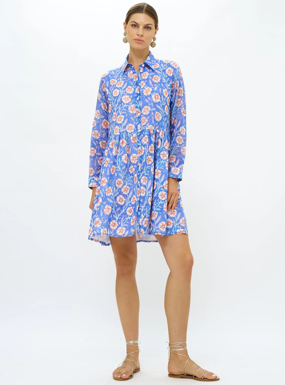 Long Sleeve Shirt Mini Dress - Amalfi Peri