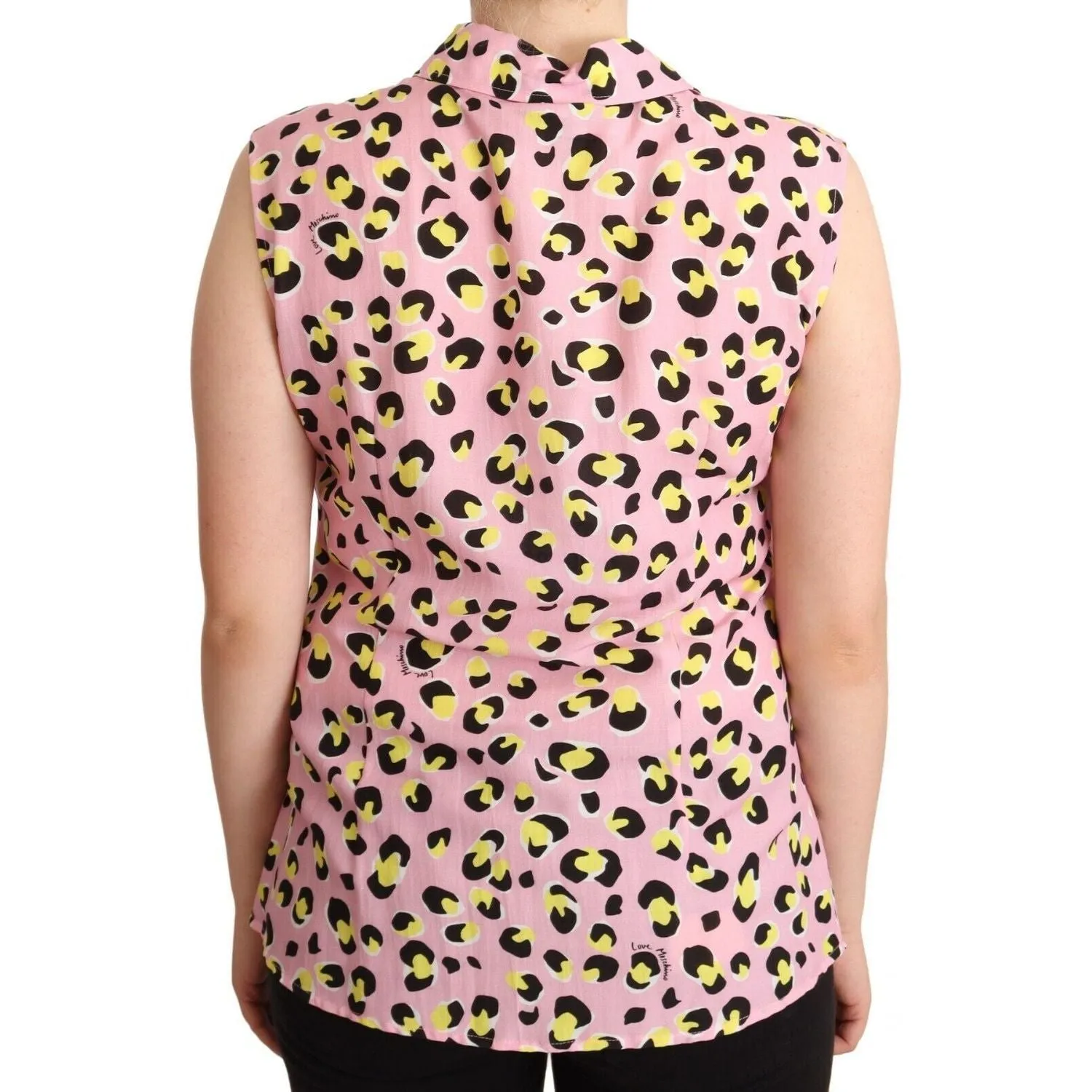 Love Moschino Sleeveless Leopard Print Polo Top