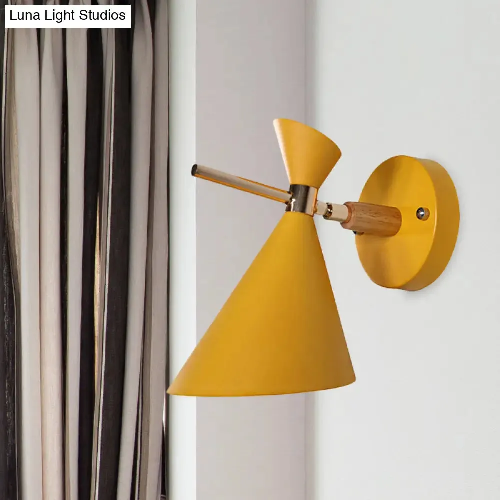 Macaron Metal Wall Sconce - Angle Shade, 1 Light - Black/White/Pink/Yellow/Green - Bedroom