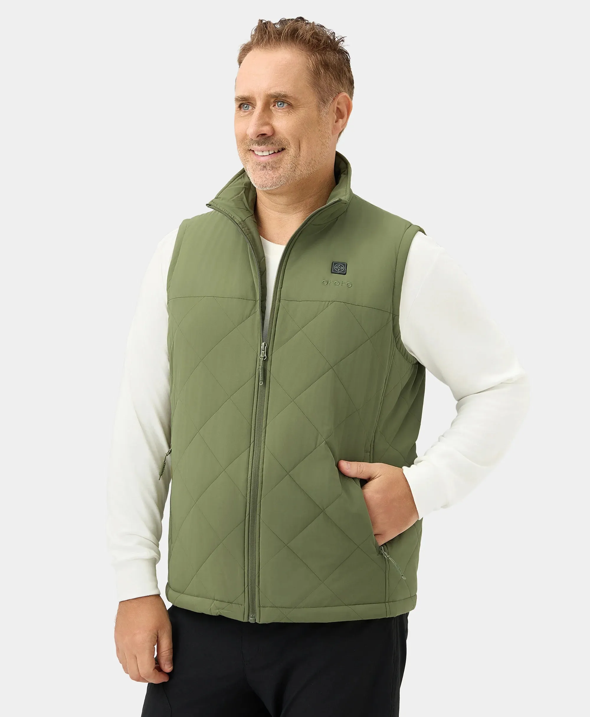 Men's Heated Quilted Vest - Black/Blue/Green