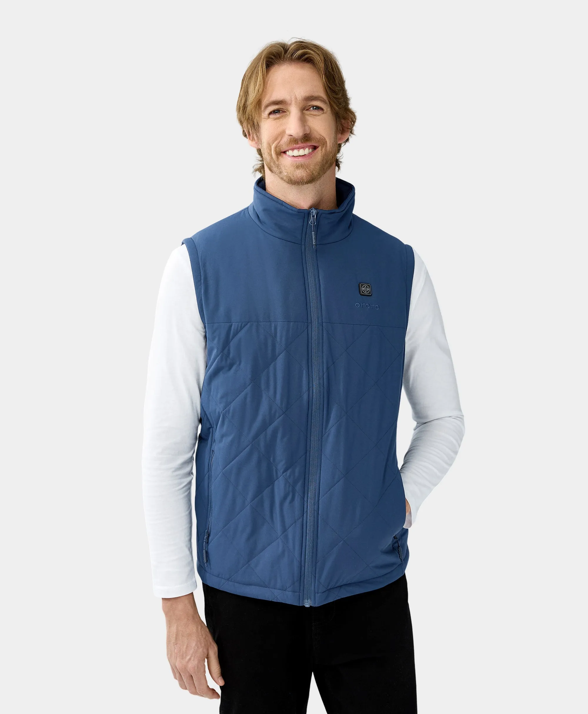 Men's Heated Quilted Vest - Black/Blue/Green