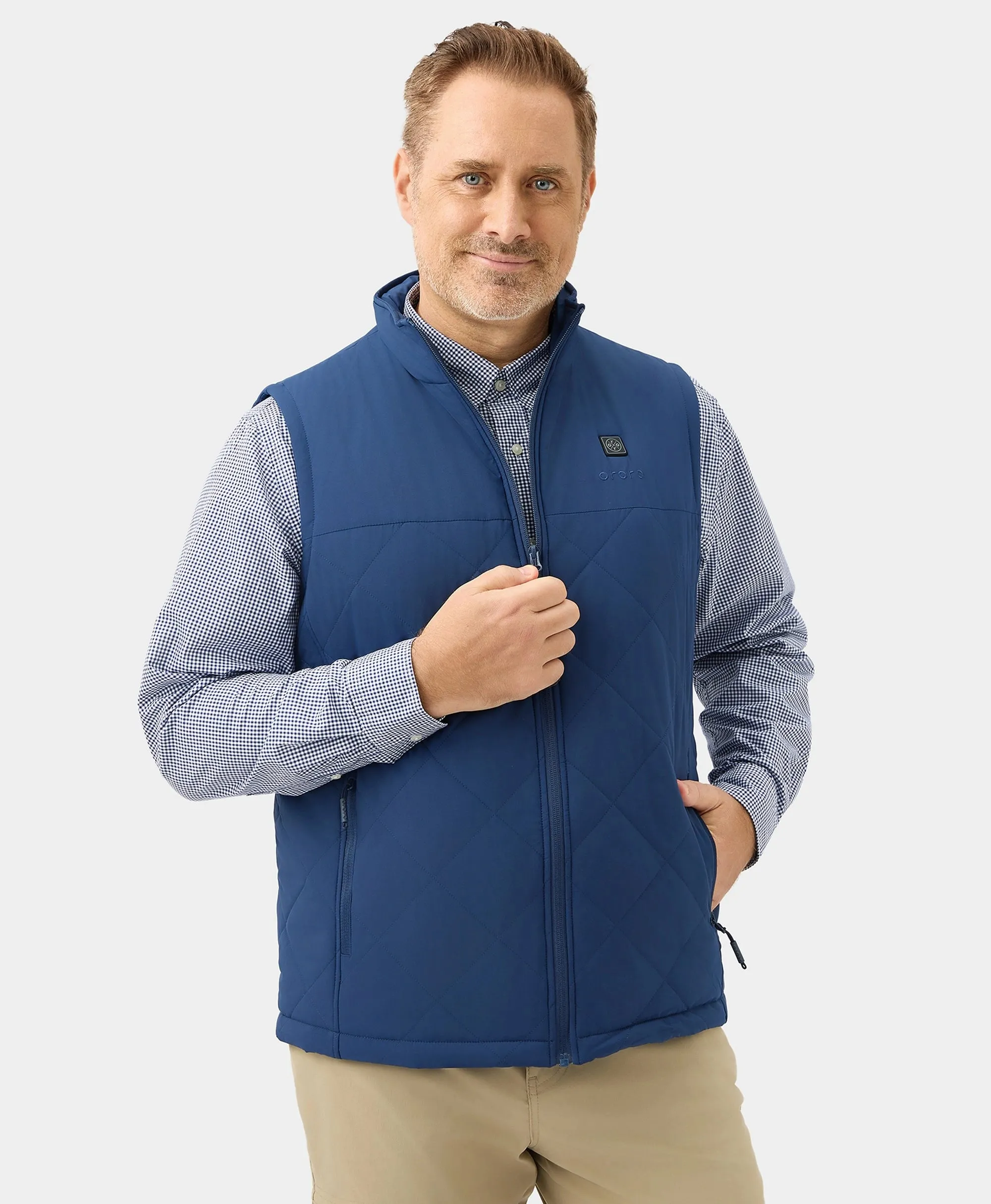 Men's Heated Quilted Vest - Black/Blue/Green