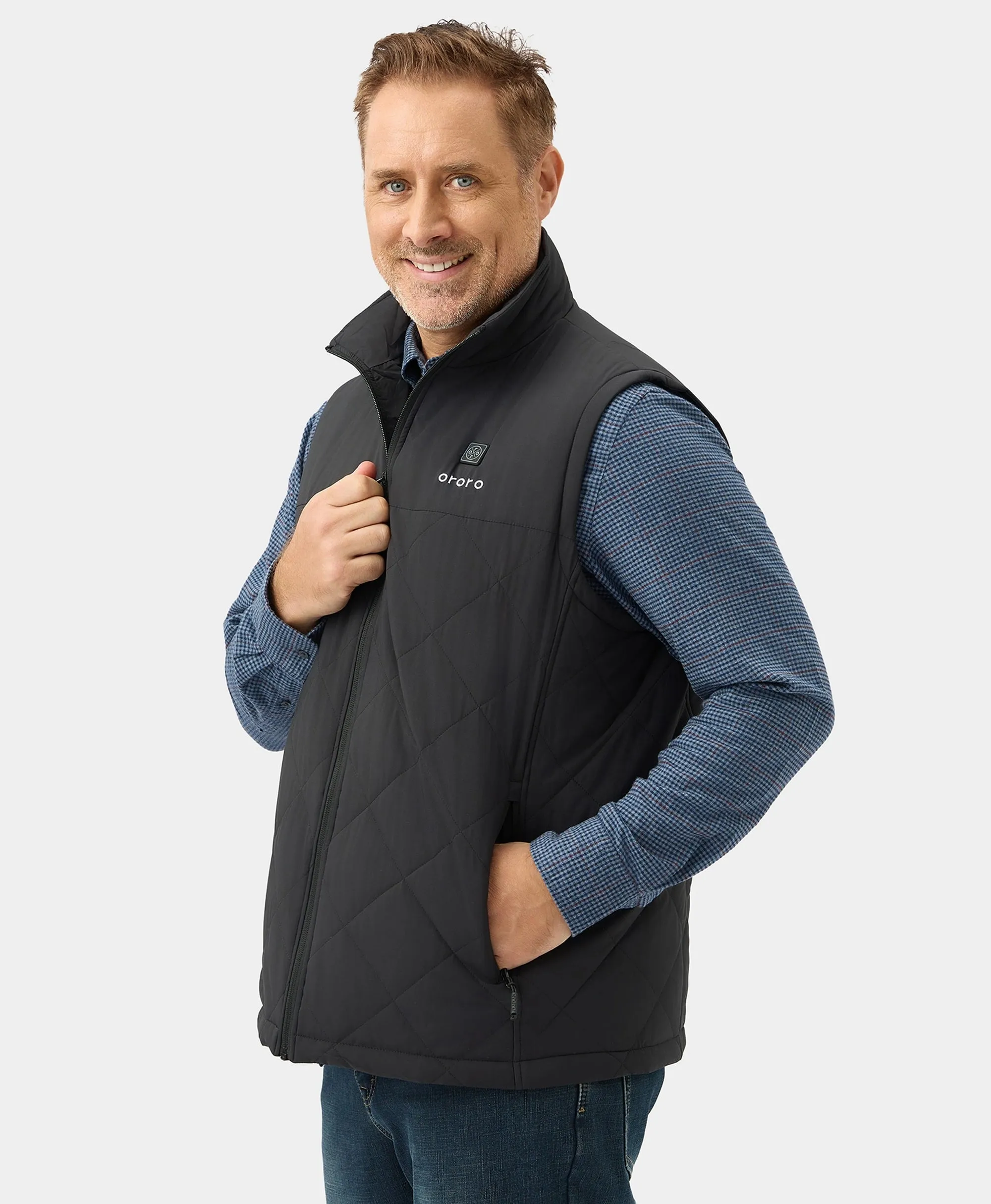 Men's Heated Quilted Vest - Black/Blue/Green