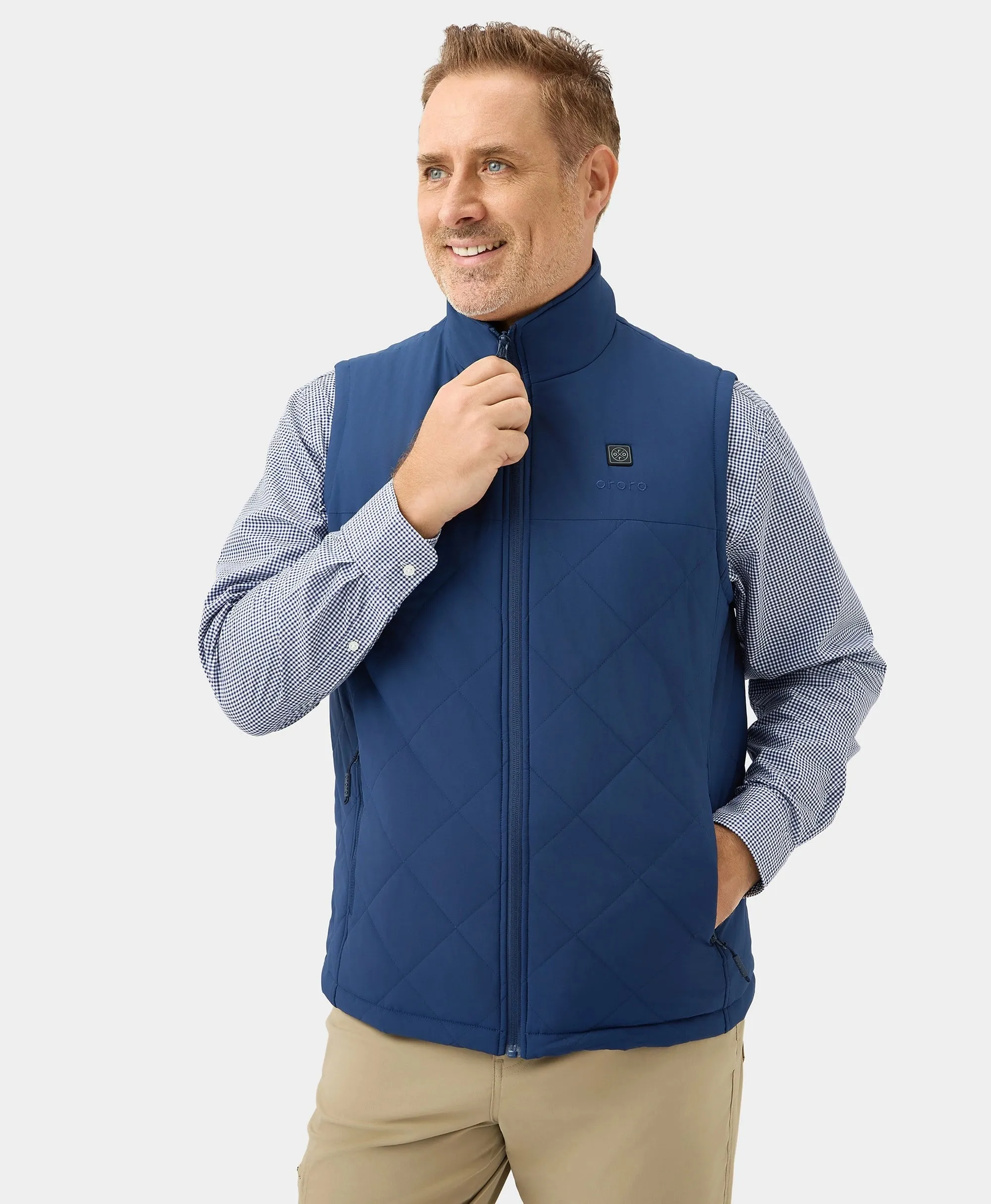 Men's Heated Quilted Vest - Black/Blue/Green