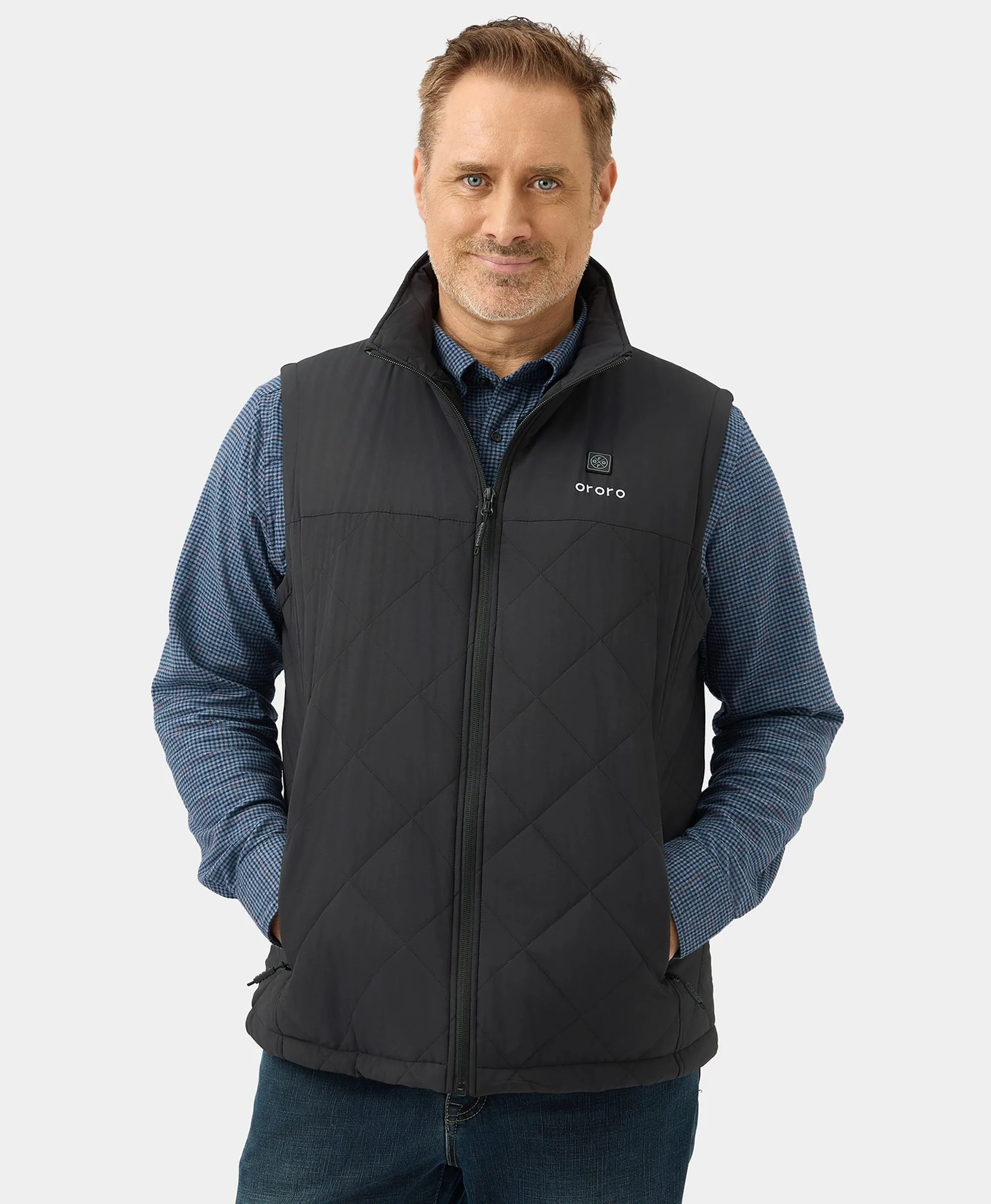 Men's Heated Quilted Vest - Black/Blue/Green