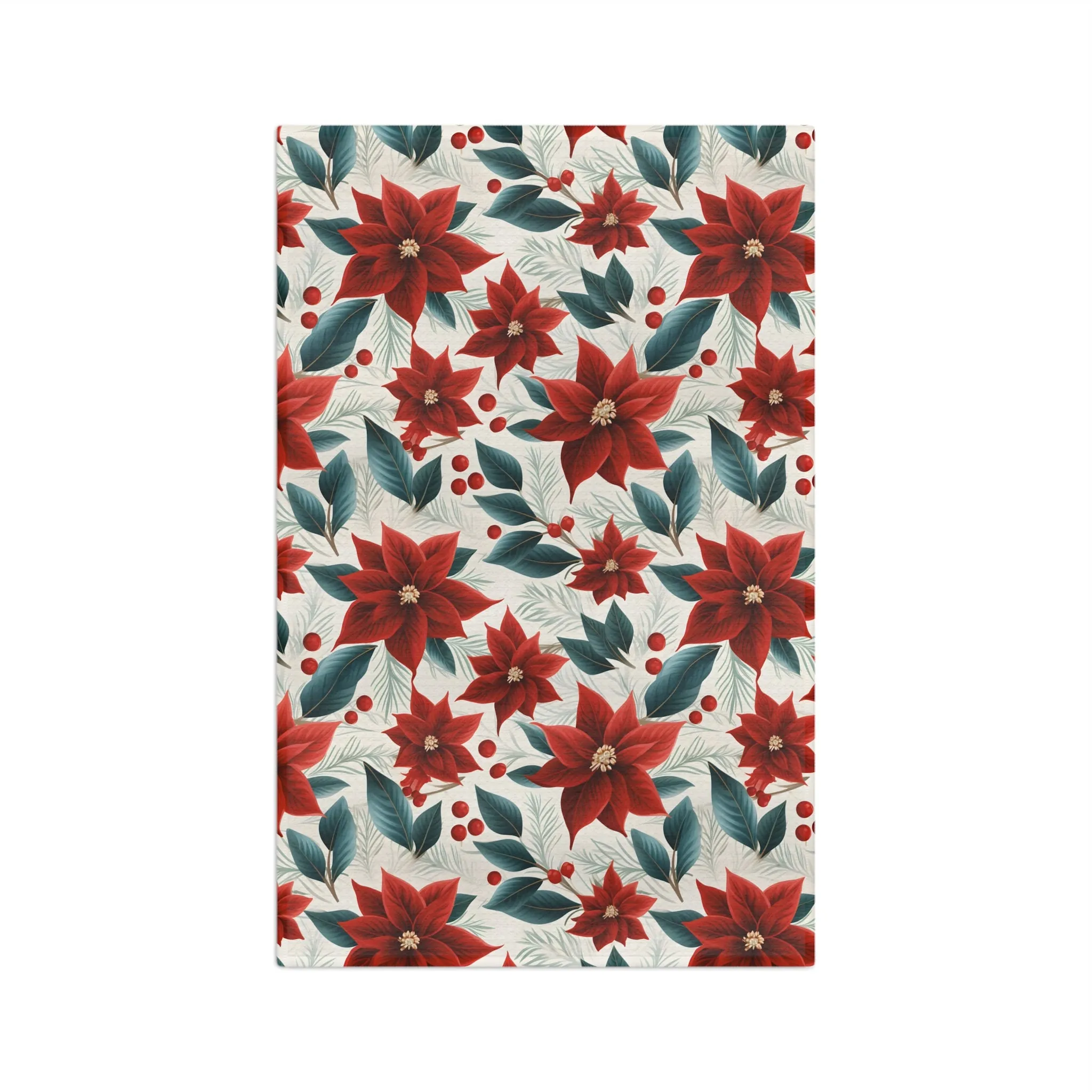 Microfiber Tea Towel Red Poinsettia