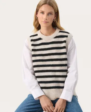 Part Two Emmely Black Stripe Sweater Vest Knit - UK14