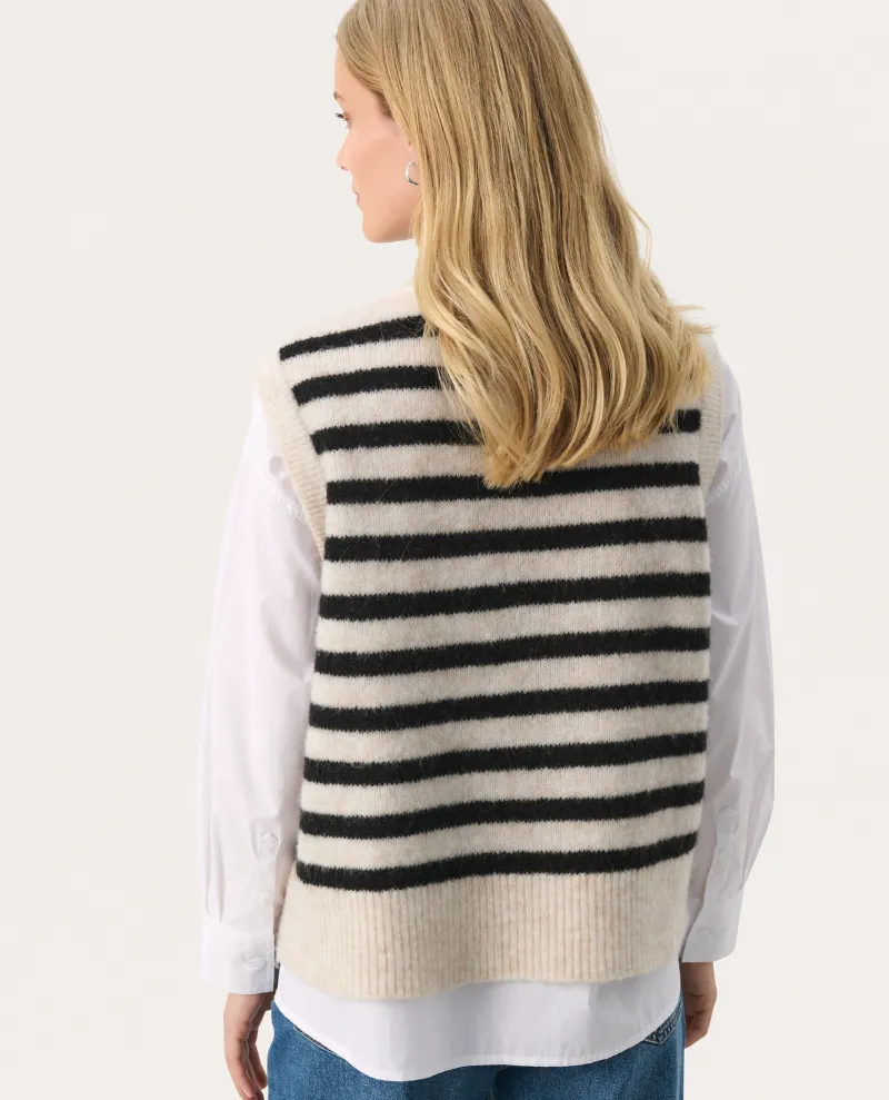 Part Two Emmely Black Stripe Sweater Vest Knit - UK14