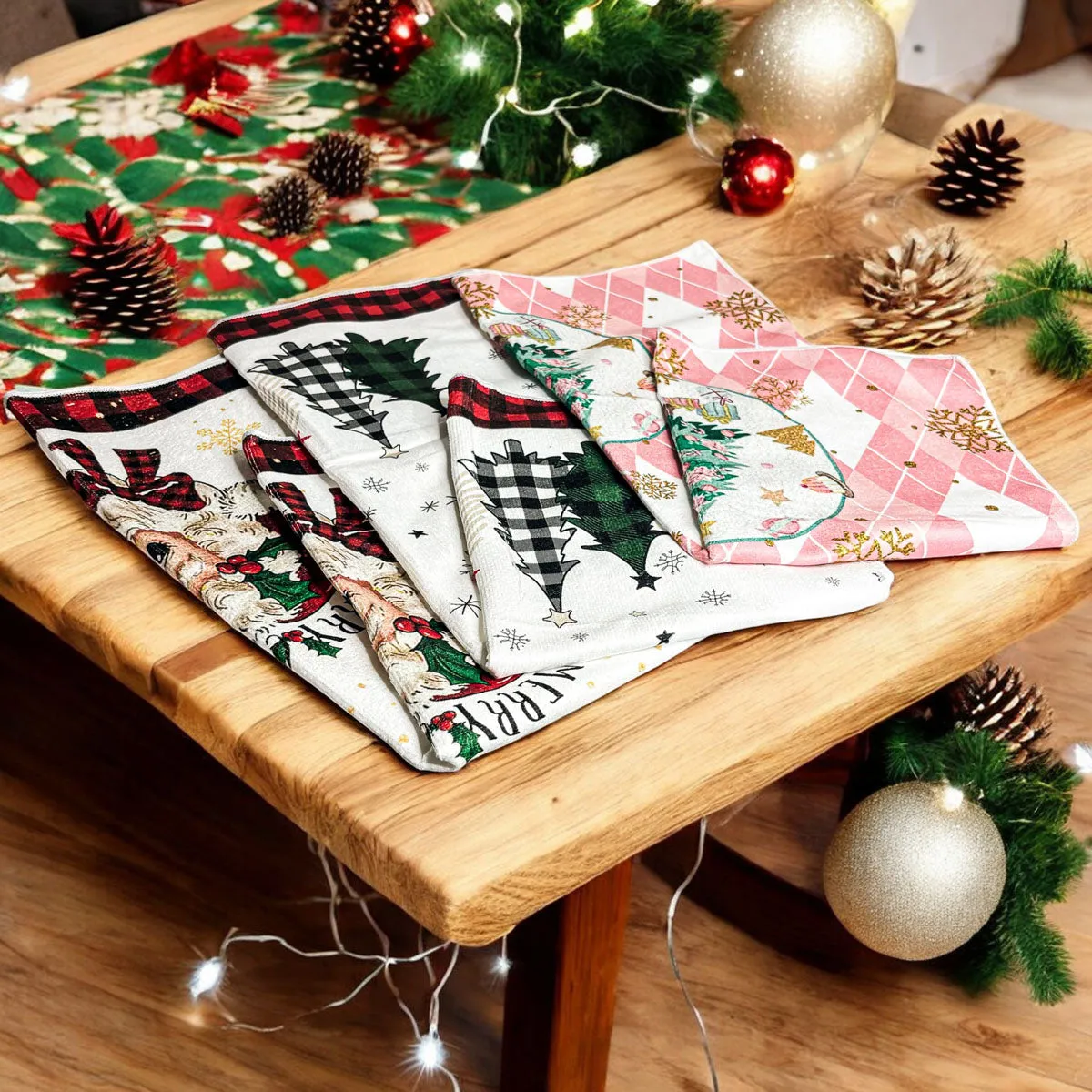 Pink Christmas Hand Towel