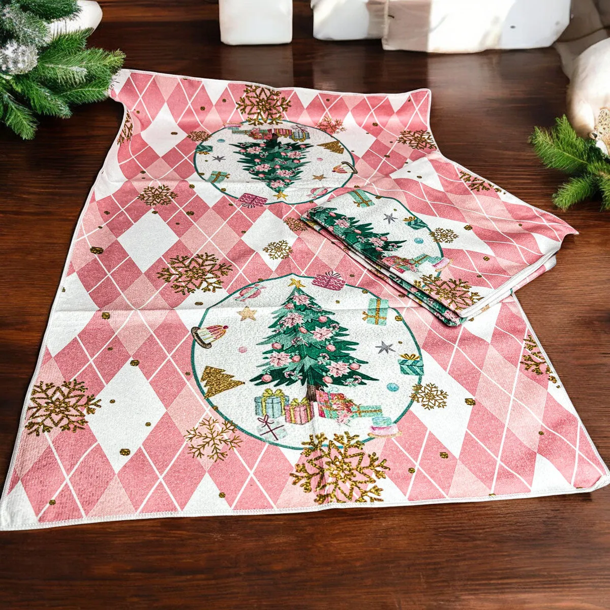 Pink Christmas Hand Towel