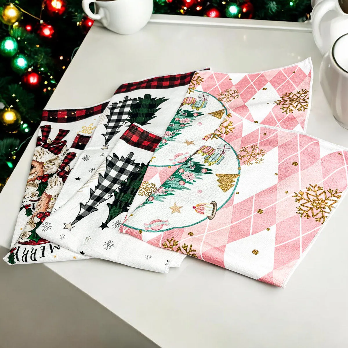 Pink Christmas Hand Towel