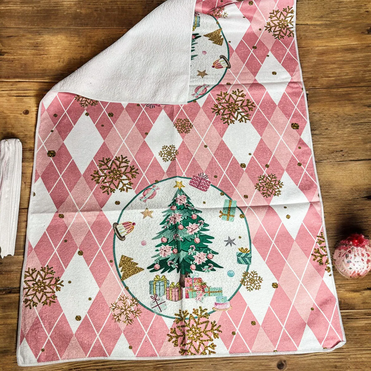 Pink Christmas Hand Towel