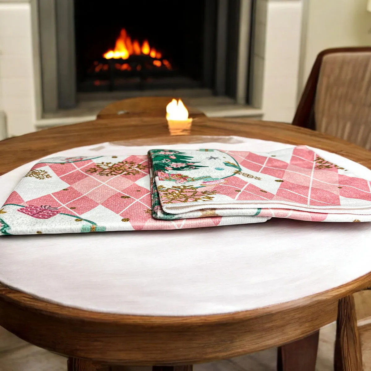 Pink Christmas Hand Towel