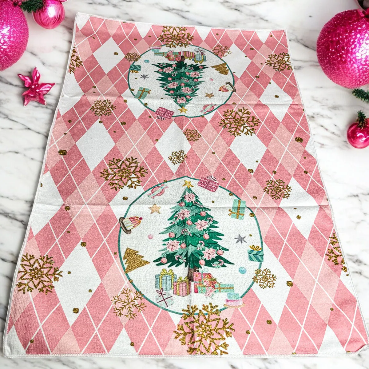 Pink Christmas Hand Towel