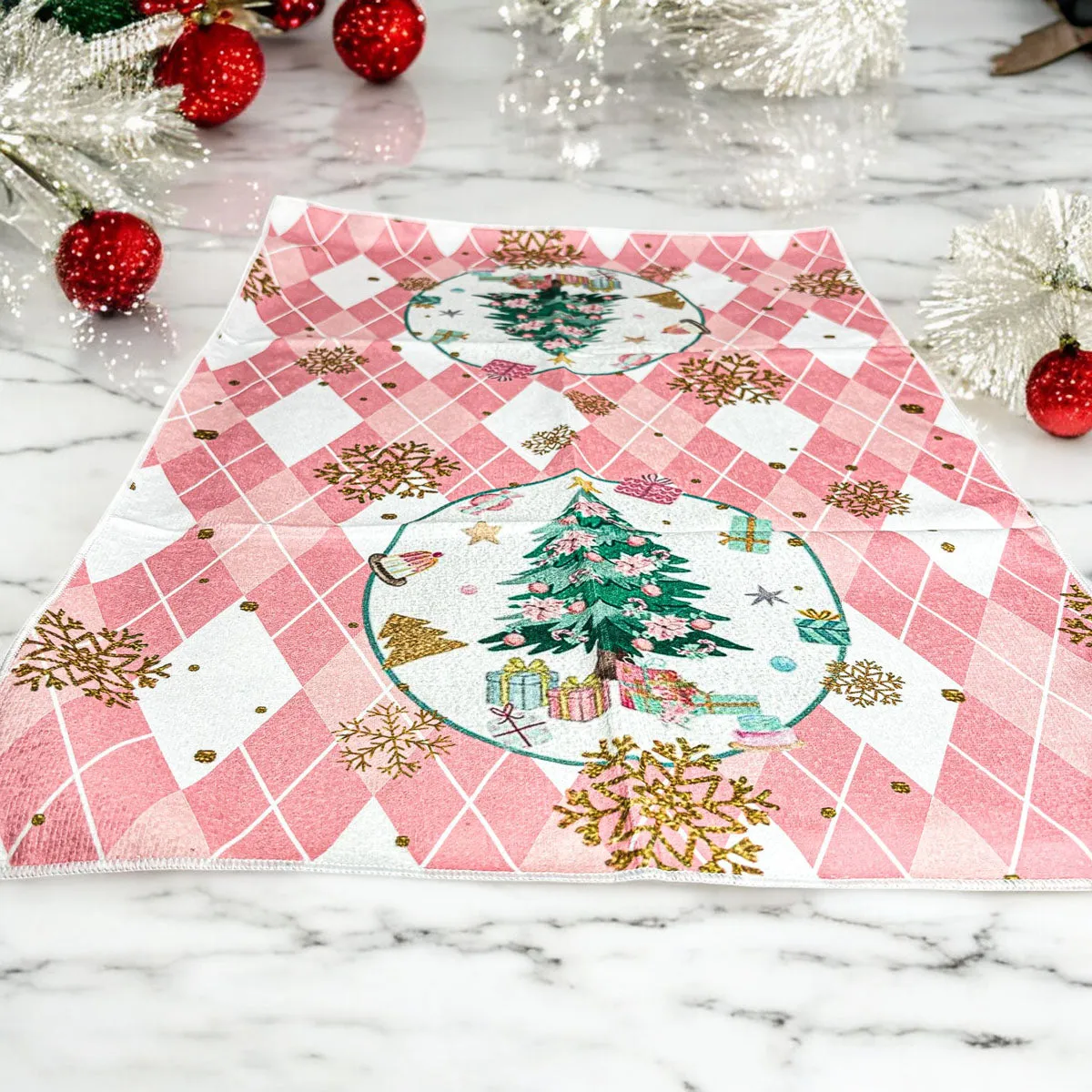 Pink Christmas Hand Towel