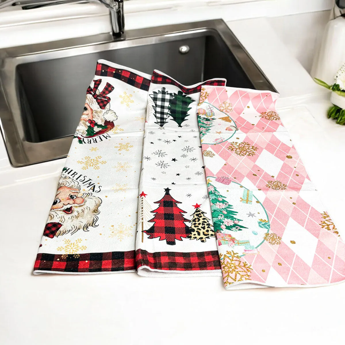 Pink Christmas Hand Towel