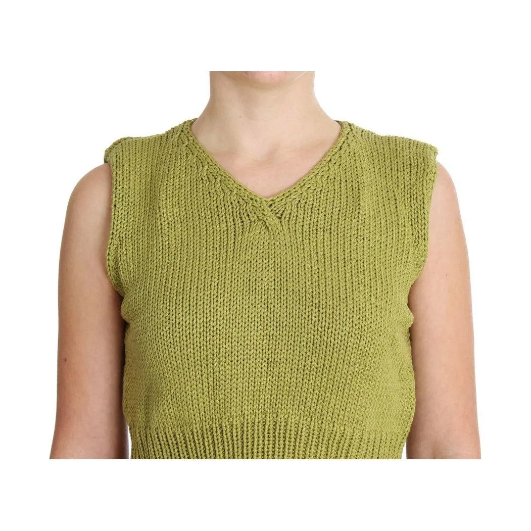 PINK MEMORIES Elegant Green Sleeveless Vest Sweater