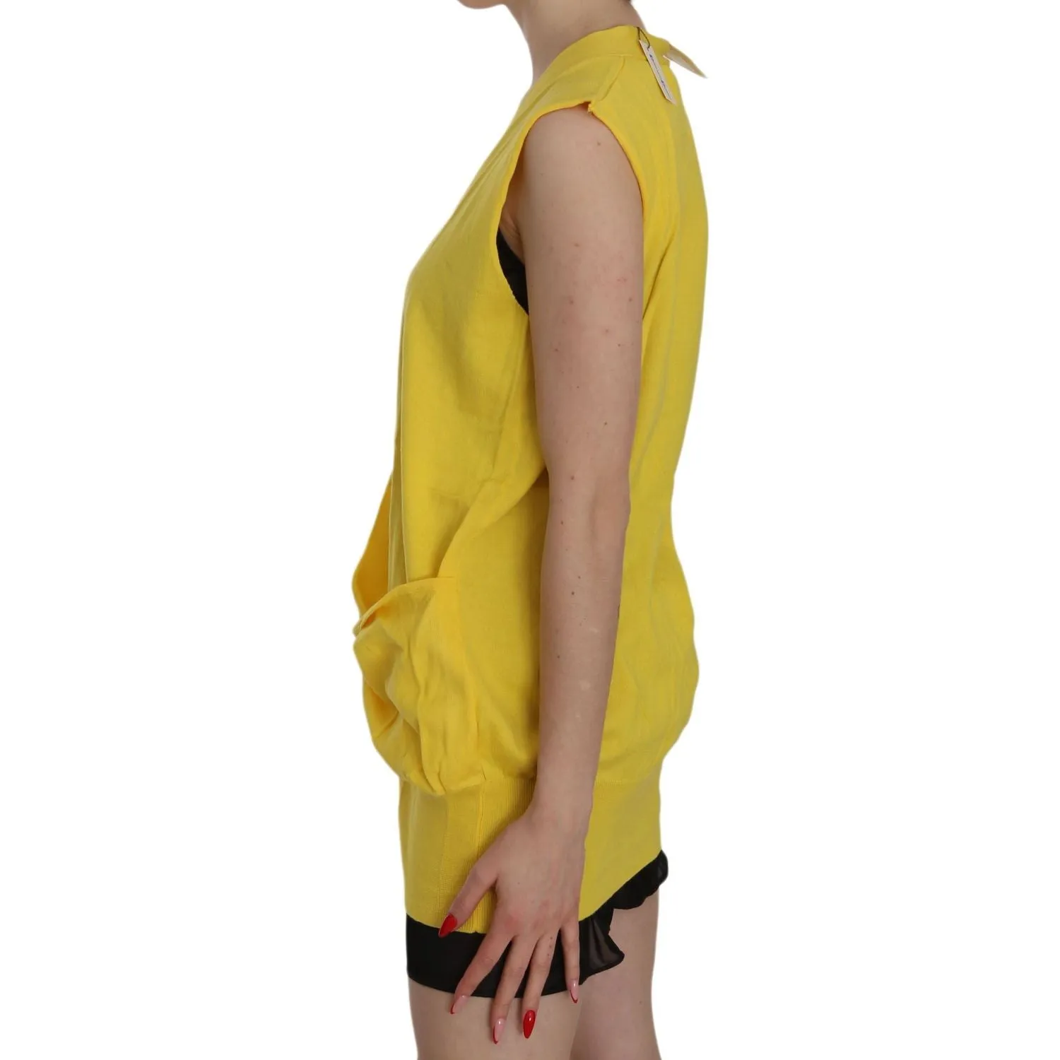 PINK MEMORIES Elegant Yellow Sleeveless Cotton Vest