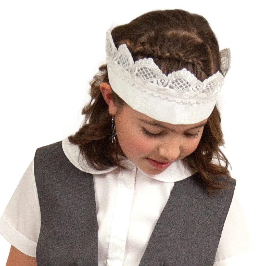 "Maid Costume" White Lace Headband and Small Ecru Full Lace Apron