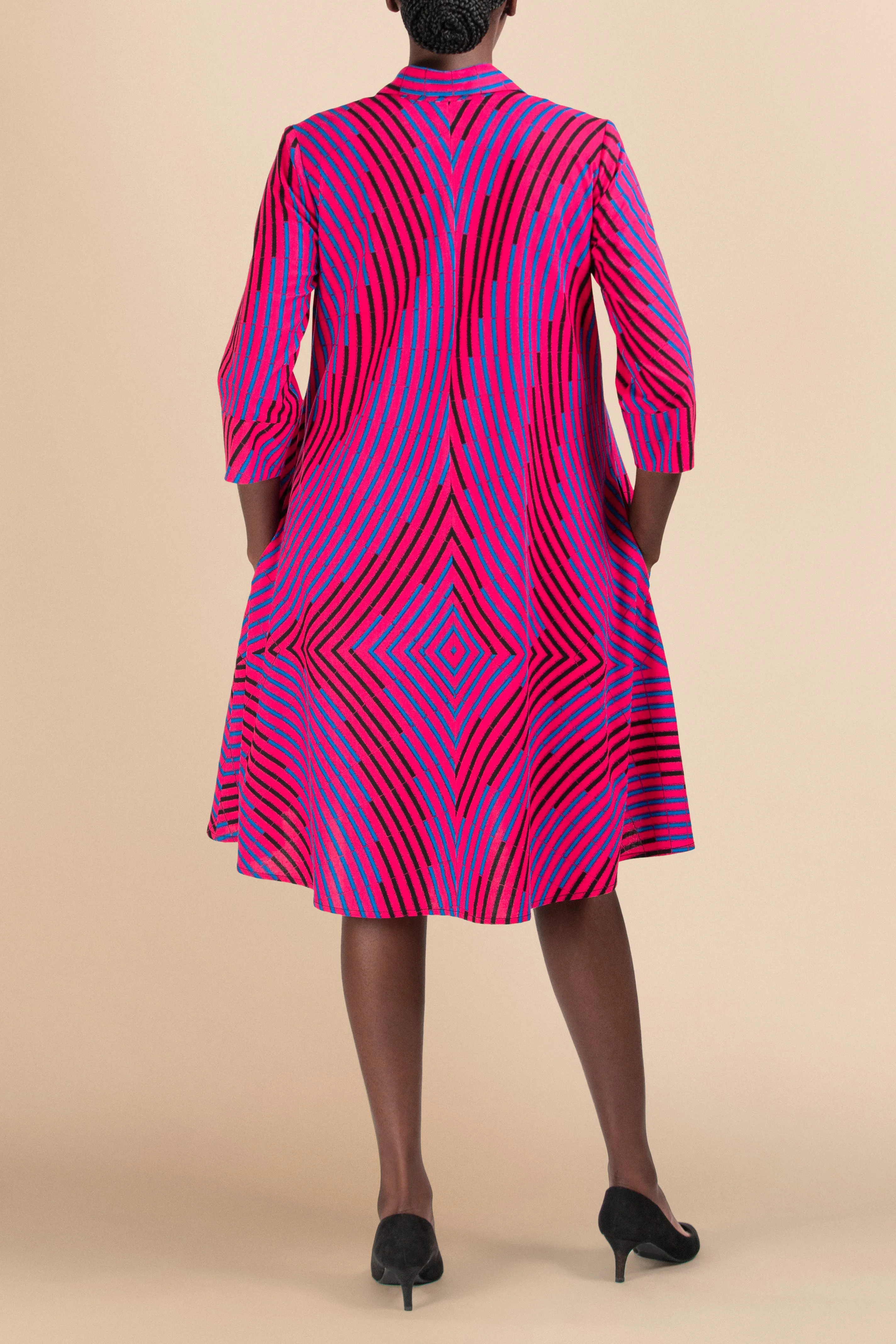 Raha Fuschia Milkyway Print Cotton Shirtdress