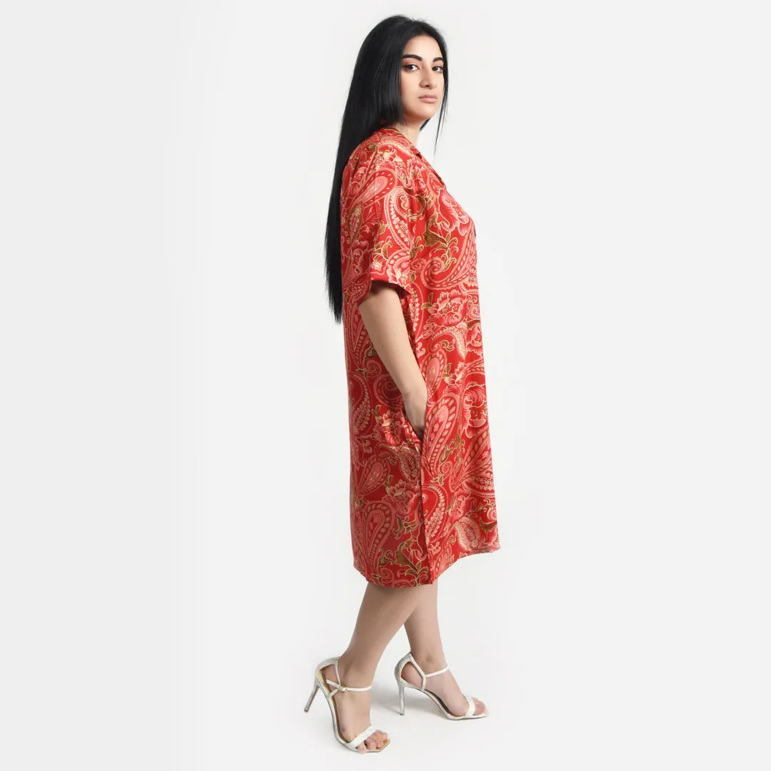 Red Viscose Shirt Dress Size 12-30 SO2