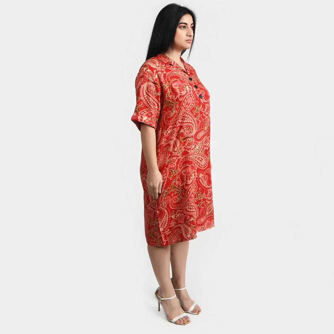 Red Viscose Shirt Dress Size 12-30 SO2