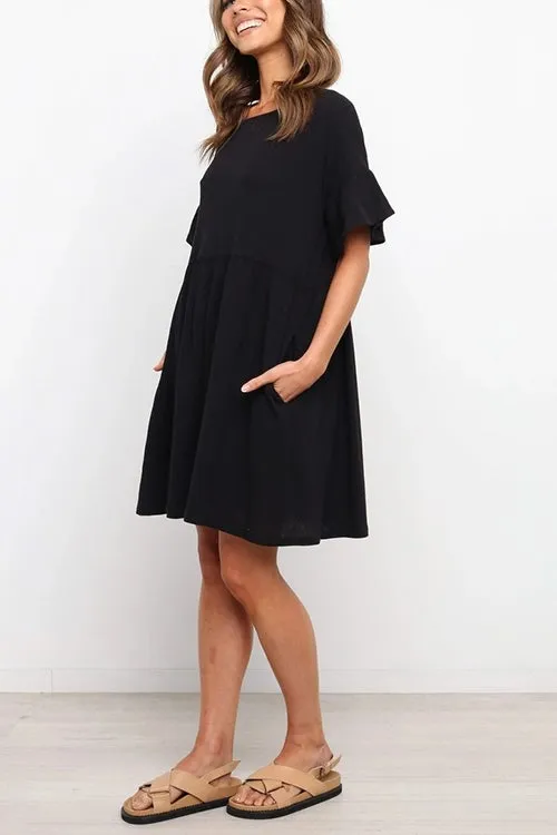 Ruffles Sleeve O Neck Mini Dress