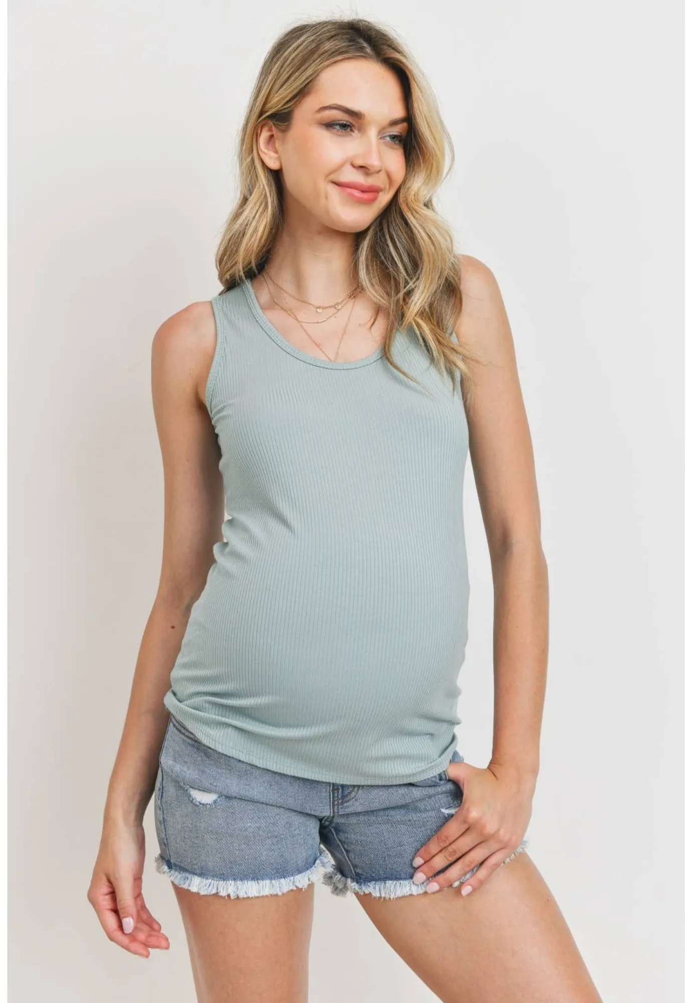 Scoop-Neck Rib Maternity Knit Tank Top