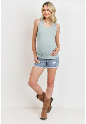 Scoop-Neck Rib Maternity Knit Tank Top