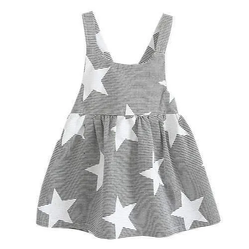 Star/Moon Printing Girls Casual Vest Dress