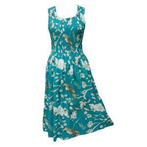 Teal Birds Print Cotton Maxi Dress UK One Size 14-24 E109