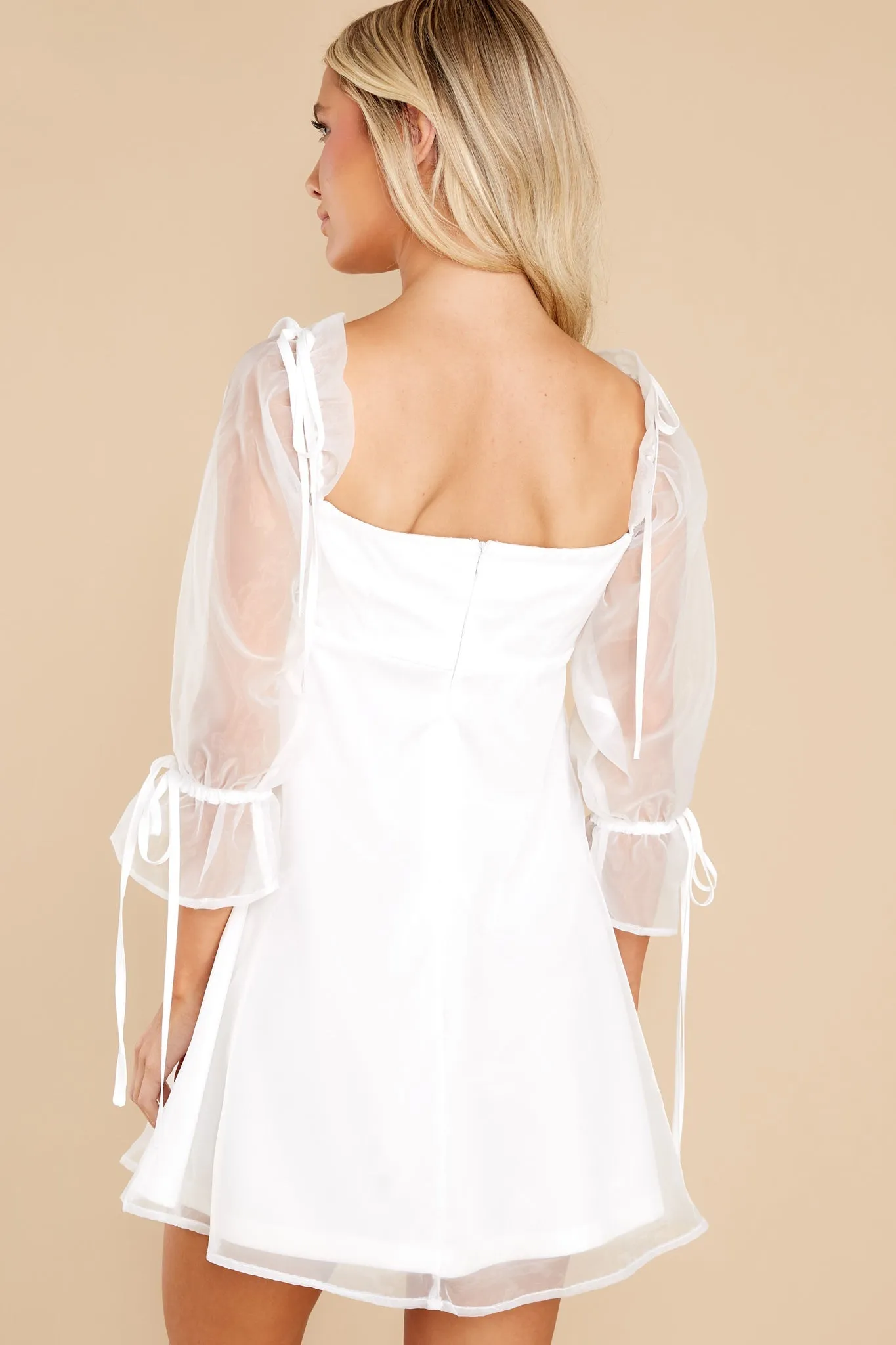 Thinking Maybe White Puff Sleeve Dress