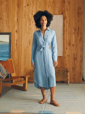 Tried and True Midi Shirtdress - Blue Tide Wash