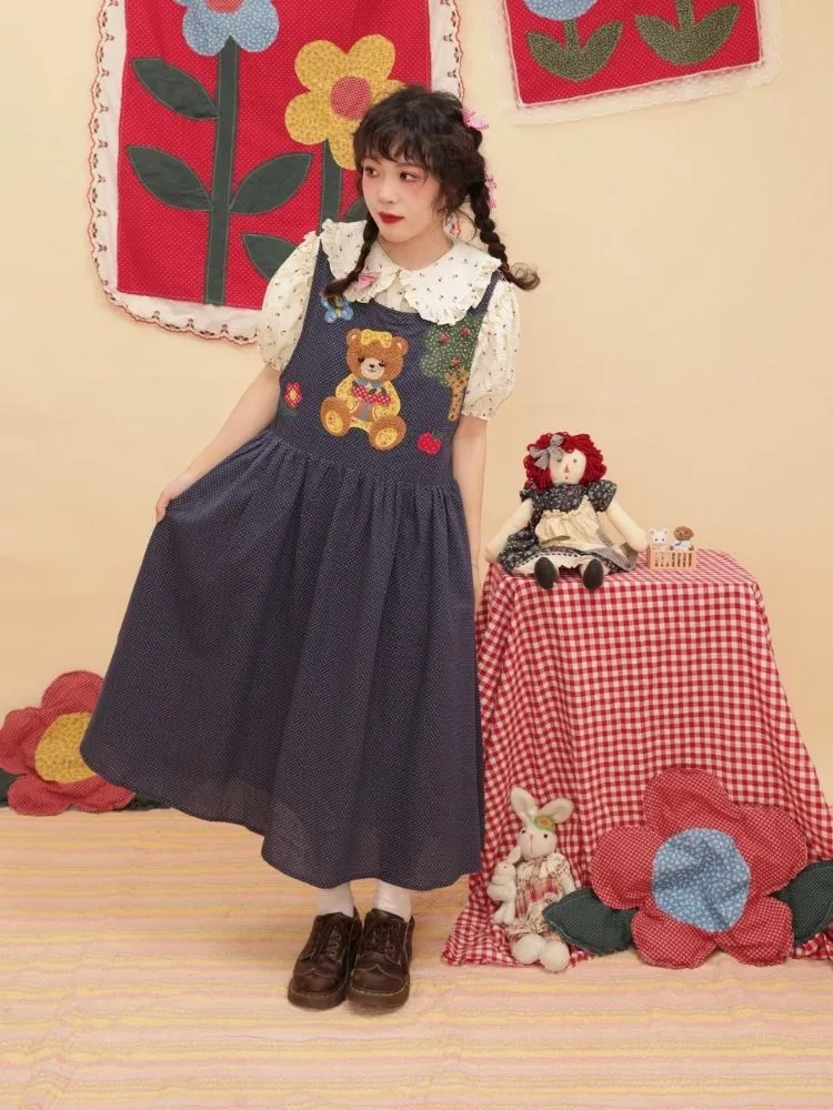 Vintage girly doll patch apple sundress【s0000003036】