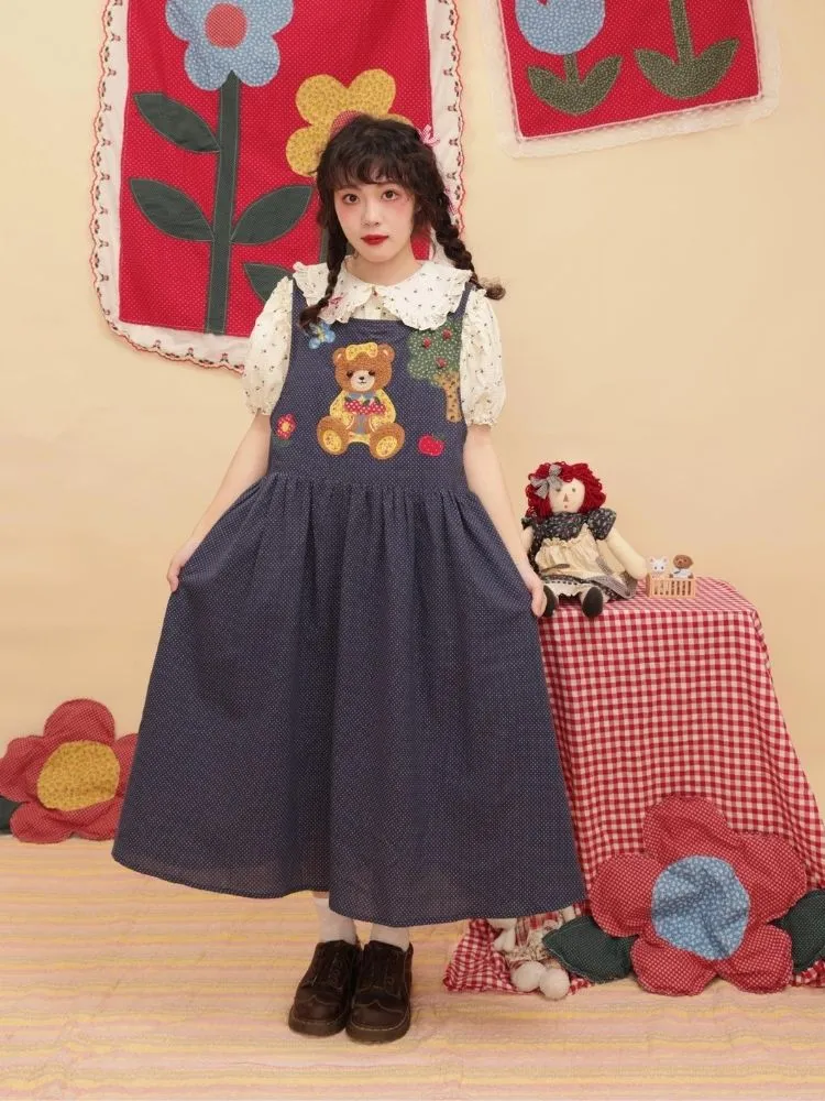 Vintage girly doll patch apple sundress【s0000003036】