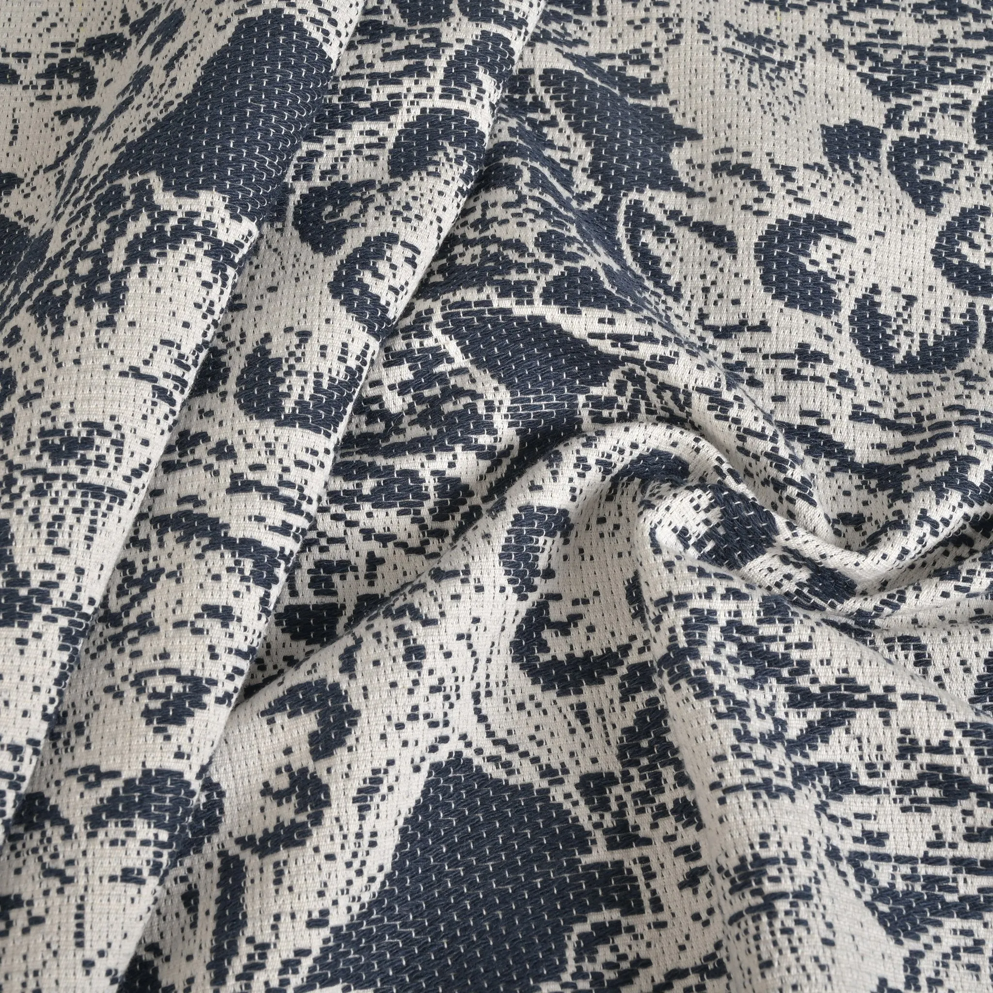 White and Blue Jacquard Fabric 2150