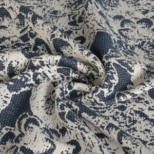 White and Blue Jacquard Fabric 2150