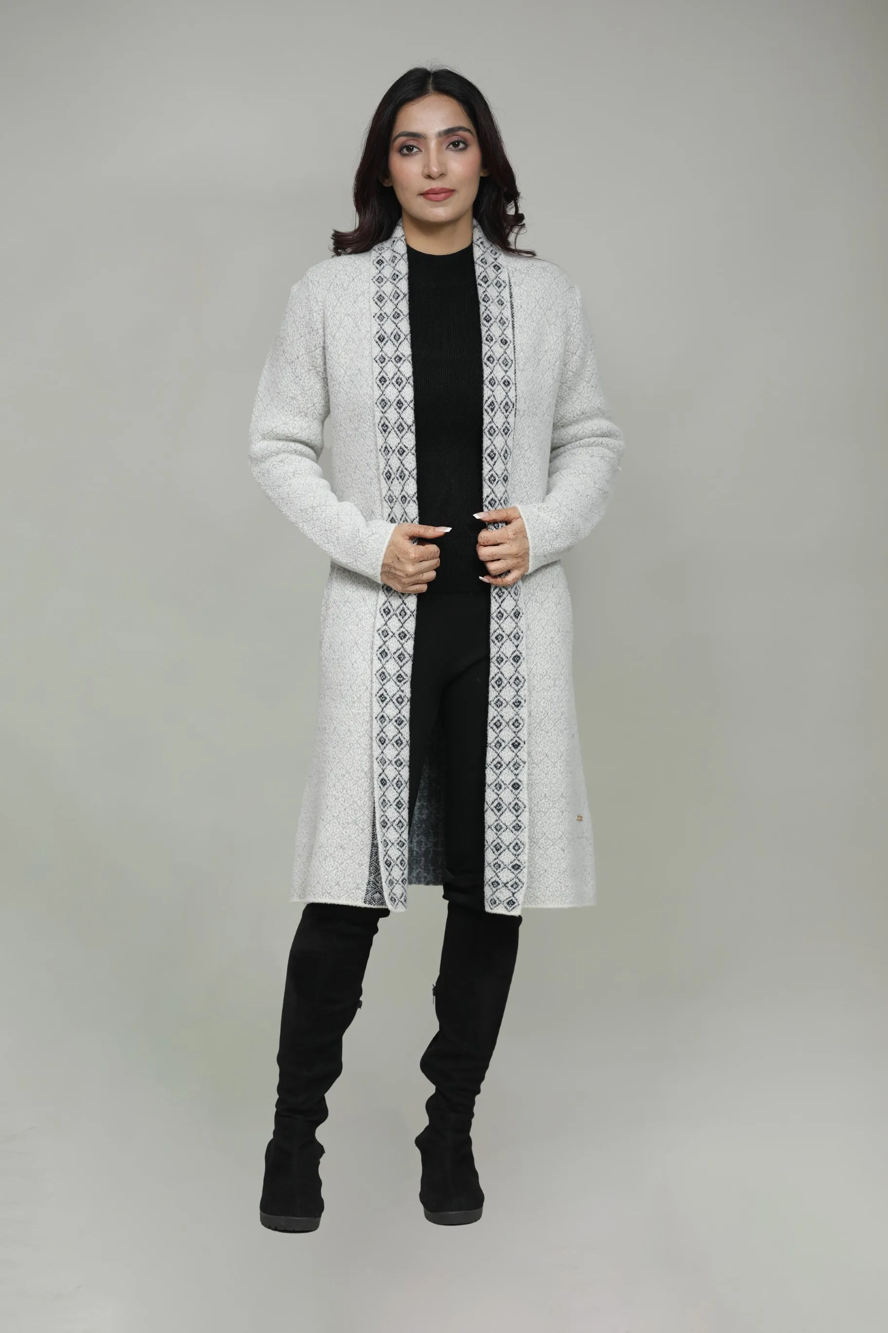 Woolen Open Front Long Designer Shrug