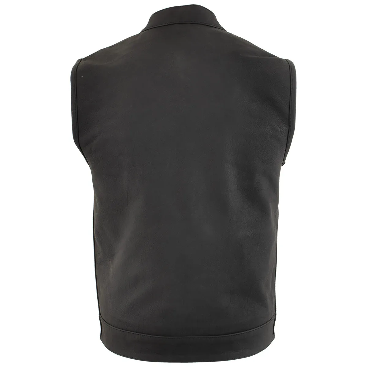 Xelement XS13001 Men's 'Barrage' Flat Black Club Leather Vest