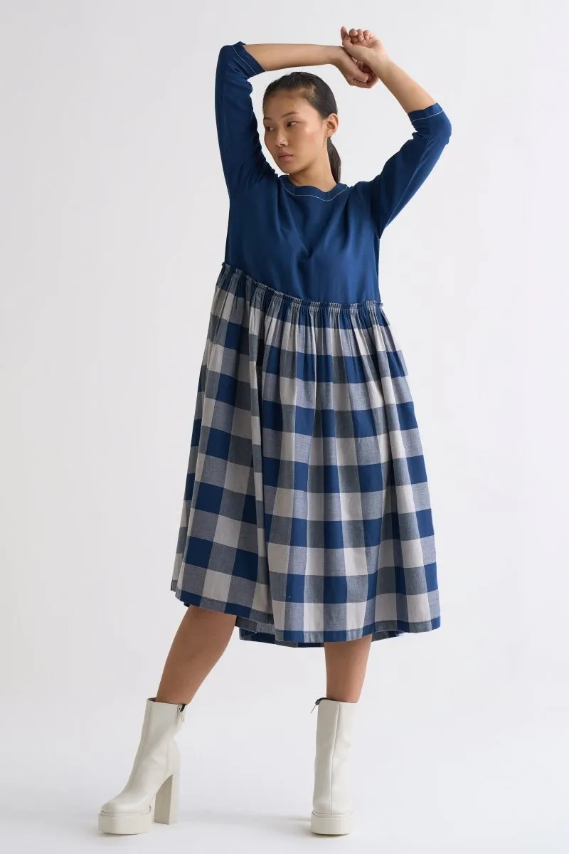 Yoke Dress - Navy Check