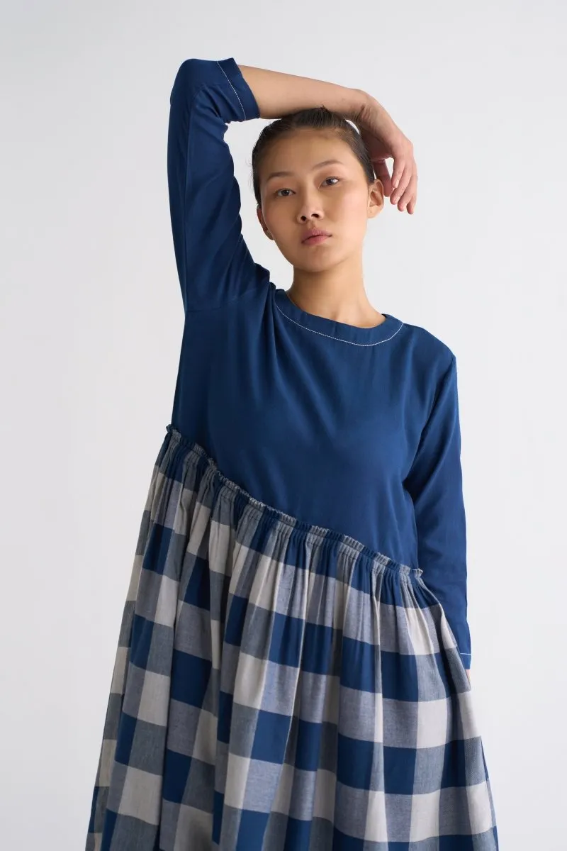 Yoke Dress - Navy Check